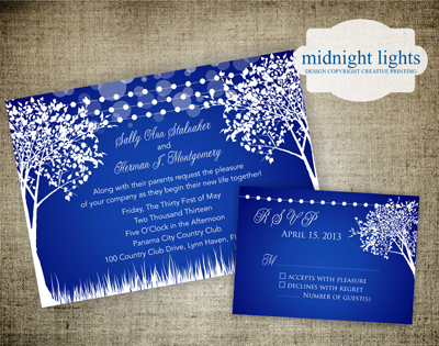 Creative Printing of Bay County - Panama City, Florida - Custom Wedding Invitations - Midnight Lights