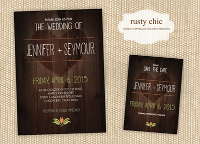 Creative Printing of Bay County - Panama City, Florida - Custom Wedding Invitations - Rusty Chic