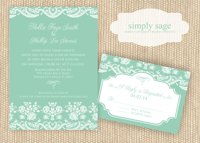 Creative Printing of Bay County - Panama City, Florida - Custom Wedding Invitations - Simply Sage