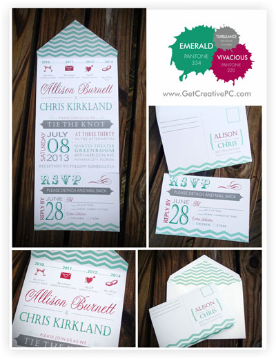 Fall Wedding Invitations - Emerald - Blue - Grey - Creative Printing of Bay County, FL