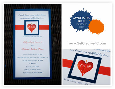 Fall Wedding Invitations - Mykonos Blue - Orange  - Creative Printing of Bay County, FL
