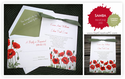 Fall Wedding Invitations - Samba - Linden Green - Creative Printing of Bay County, FL