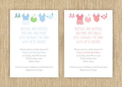 Clothes Line Baby Shower Invitations