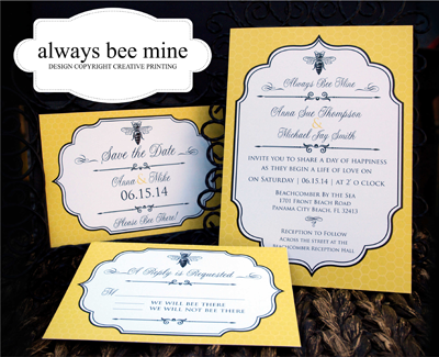 Creative Printing of Bay County - Panama City, Florida - Custom Wedding Invitations - Always Bee Mine