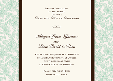 Creative Printing of Bay County - Panama City, Florida - Wedding Invitation - One-Color