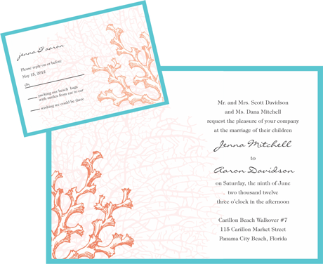 Creative Printing of Bay County - Panama City, Florida - Wedding Invitation - Two-Color - Vellum Overlay