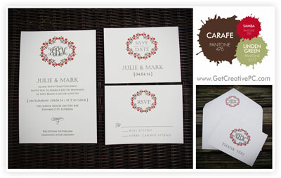Fall Wedding Invitations - Carafe - Samba - Linden Green - Creative Printing of Bay County, FL