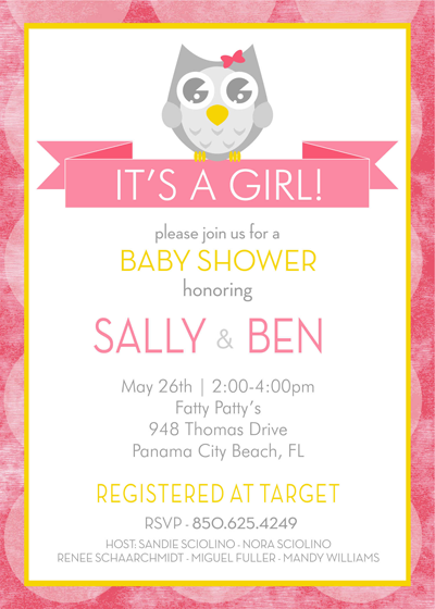 Owl - Baby Shower Invitation