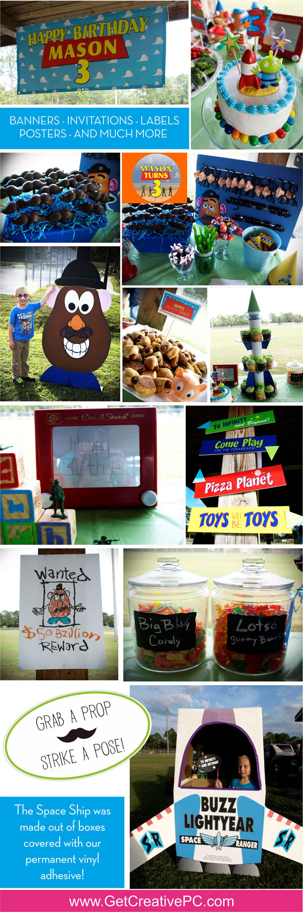Toy Story Themed Birthday Party - Custom Invitations - Custom Banners - Custom Posters - Custom Labels - Creative Printing - Panama City, Florida