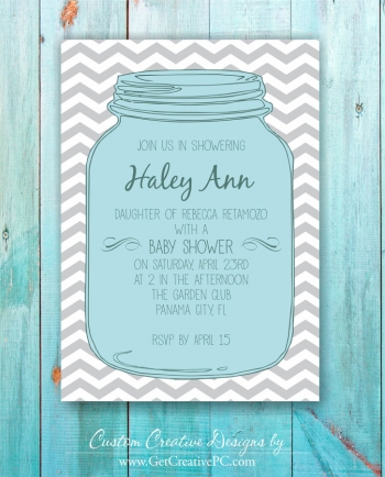 Mason Jar - Spring Baby Shower Invitations - Creative Printing Of Bay County - Panama City, Florida