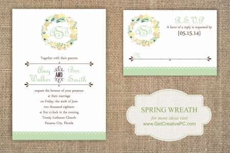 Spring Wedding Invitations - Wreathed - Creative Printing O fBay County - Panama City, Florida