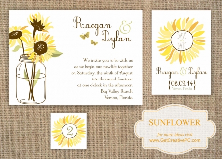Wedding Invitations - Sunflower - Creative Printing Of Bay County - Panama City, Florida